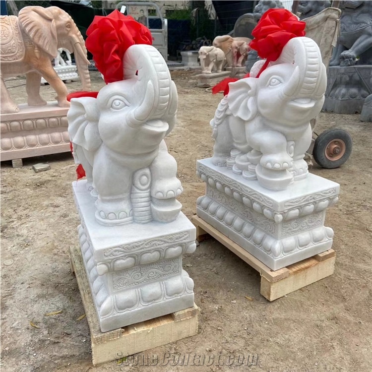 Pure White Marble Hotel Temple Animal Sculpture
