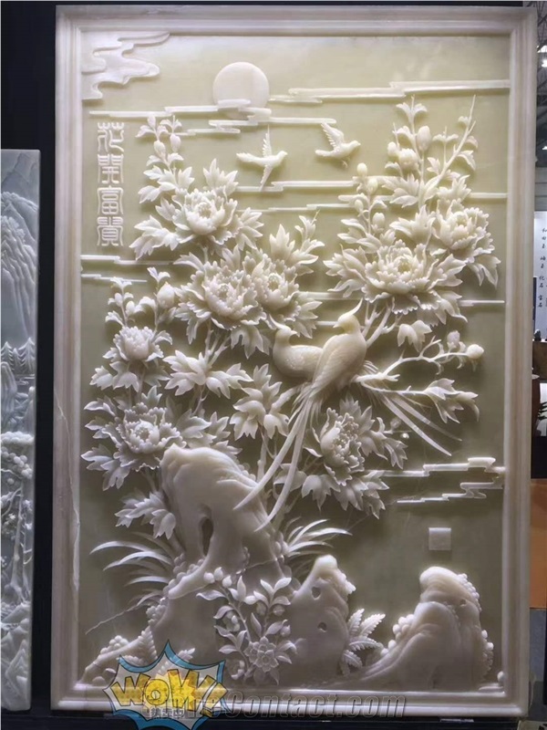 Top Pure White Marble Carving Relief Wall Paving
