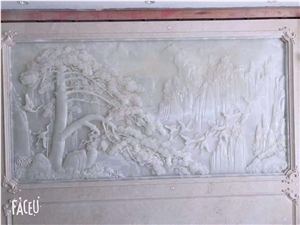 Top Pure White Marble Carving Relief Wall Paving