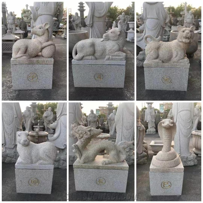 Twelve Chinese Zodiac Signs Stone Carving