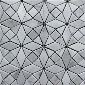 Cararra White Marble Geometry Mosaic