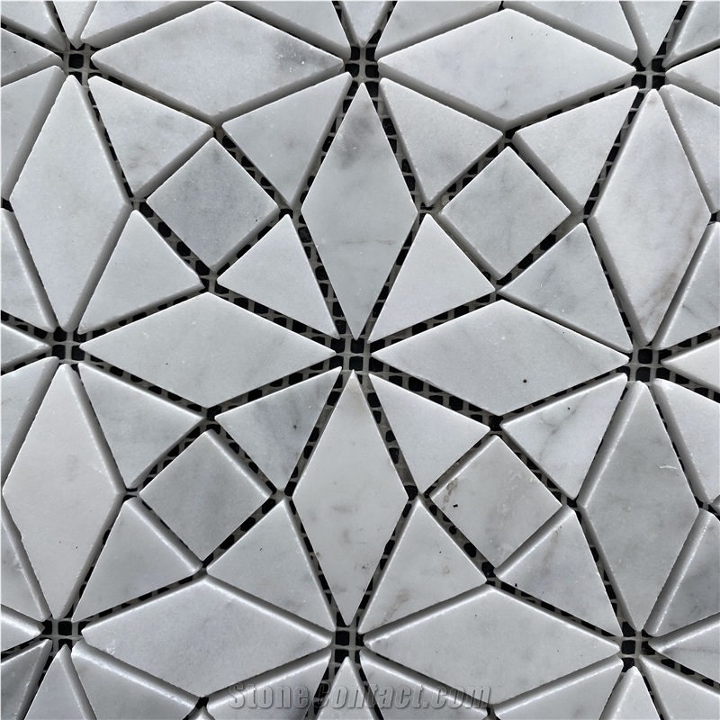 Cararra White Marble Geometry Mosaic