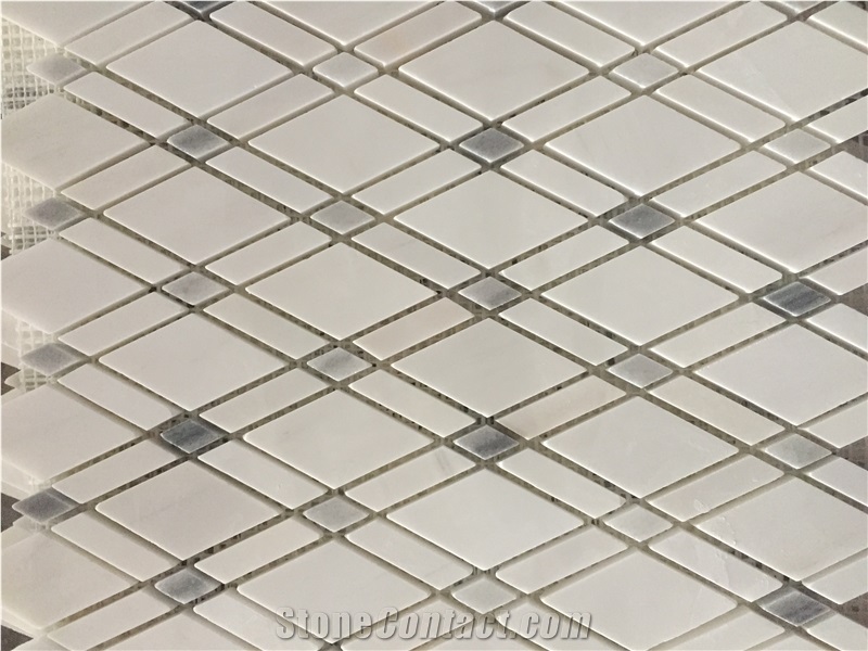 Geometry Rhombus White and Grey Mosaic