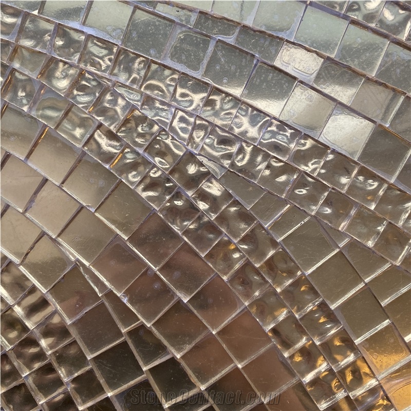 Glass Surface Gold Back Water Jet Mosaic