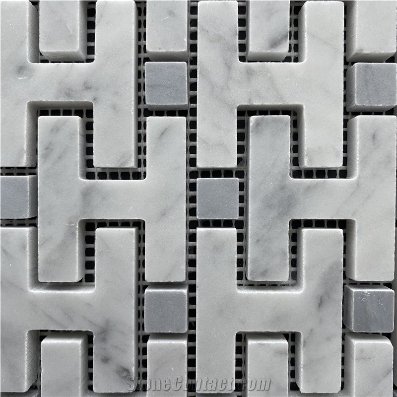 H-Shaped Cararra White Wall Mosaic