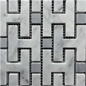 H-Shaped Cararra White Wall Mosaic