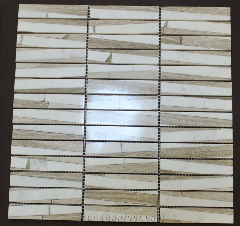 Natural Wood Grain Mosaic Linear Strips