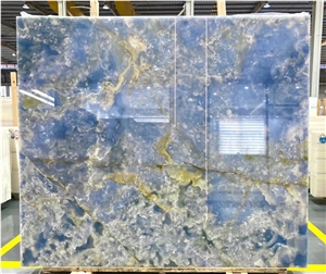 Blue Onyx Slab and Tiles for Project