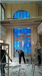 Blue Onyx Slab and Tiles for Project