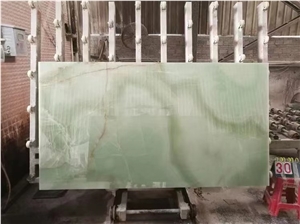 Green Onyx Slab and Tiles for Project