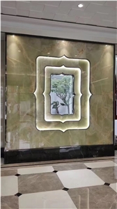 Green Onyx Slab and Tiles for Project