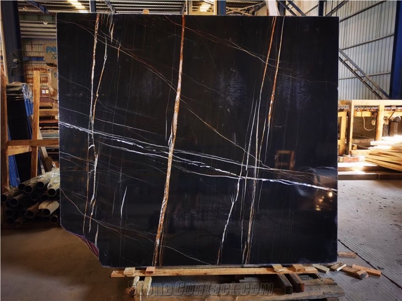 Noir Aziza Marble Slab and Tiles for Project