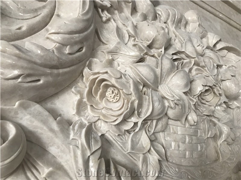 Ottoman Beige Marble Relief Sculpture for Wall