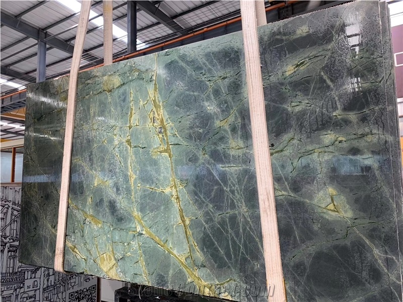 Peacock Green Marble Slab and Tile for Project