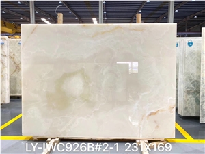 White Jade Onyx Slab and Tiles for Project