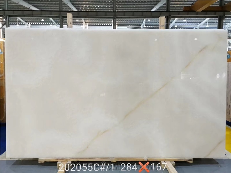 White Onyx Slab and Tiles for Project