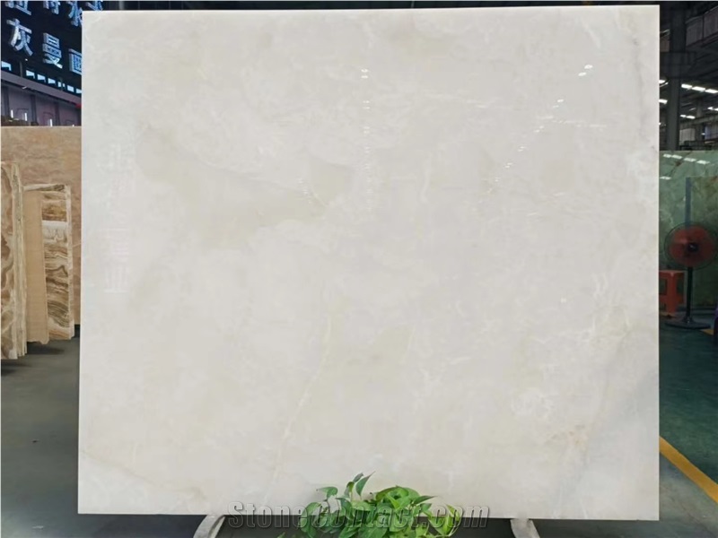 White Onyx Slab and Tiles for Project