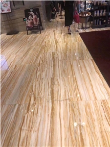 Yellow Wooden Marble Slab and Tiles for Project