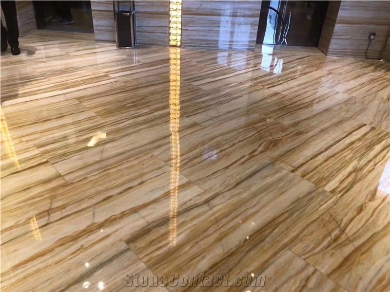 Yellow Wooden Marble Slab and Tiles for Project