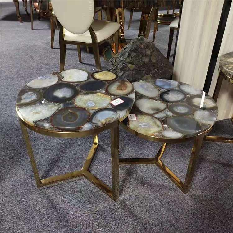 Agate Round Coffee Table Luxury Style