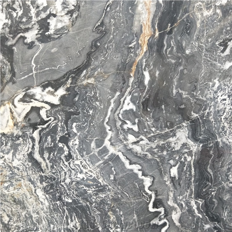 Australian Dark Gray Wave Marble Stone Big Slab
