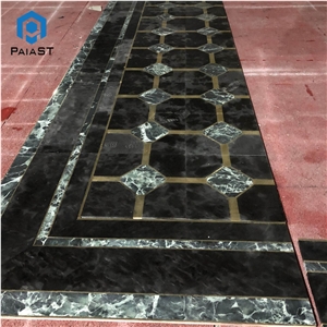 Black And Green Marble Waterjet Flooring Pattern