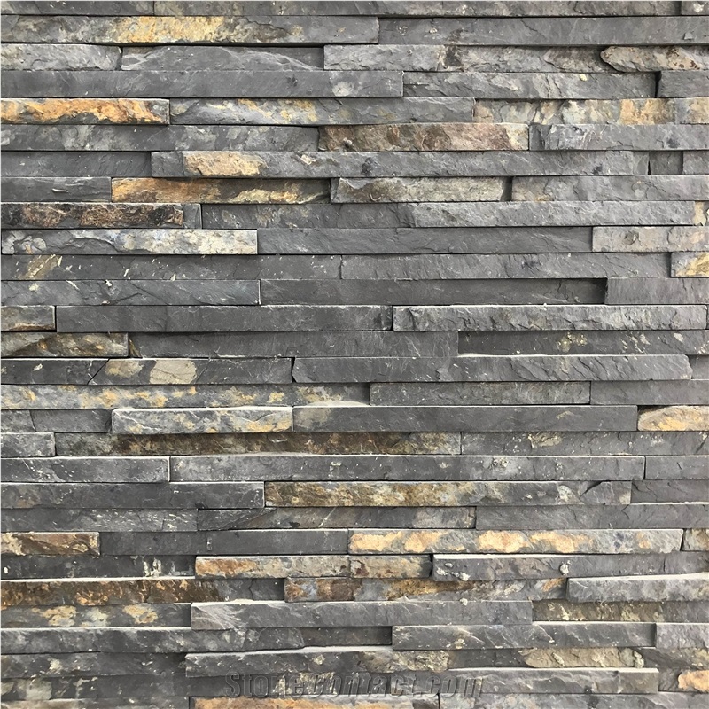 Black Basalt Cultured Stone Wall Covering Exterior