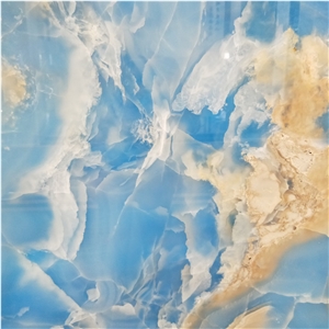 Blue Jade Onyx Slab for Interior Background