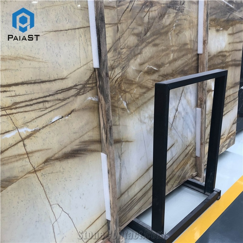 Brown And White Marble Slab For Interior Background Wall