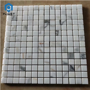 Carrara White Marble Small Cube Mosaic Tile