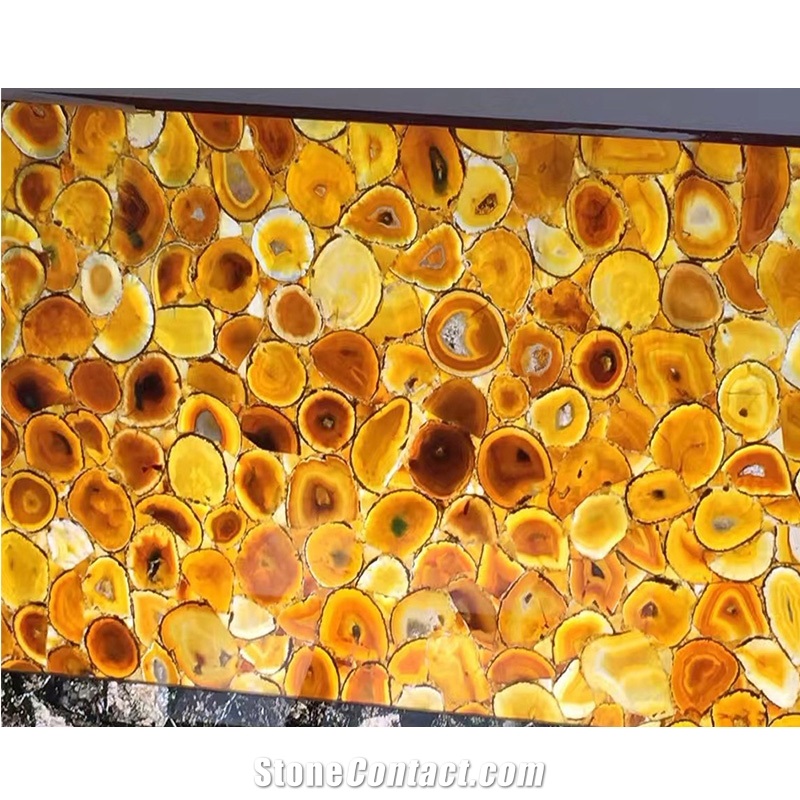 Chrysanthemum Fossil Yellow Semi-Agate Semiprecious Stone