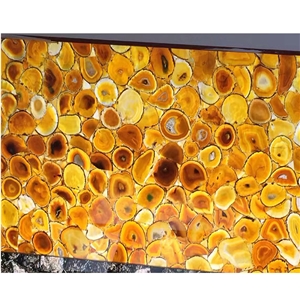 Chrysanthemum Fossil Yellow Semi-Agate Semiprecious Stone