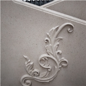 Cnc Carving Beige Limestone Wall Tiles for Church