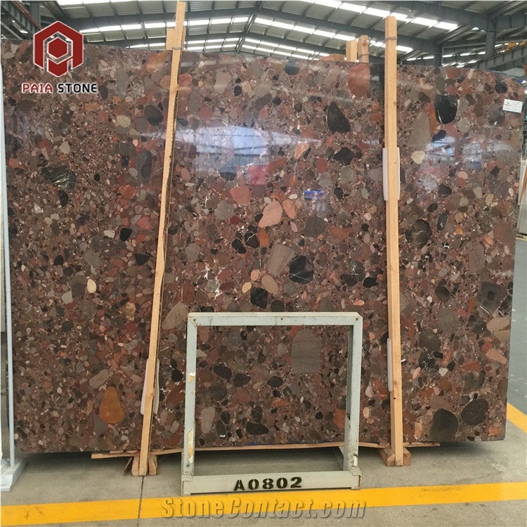 Colorful Pearl Red Marble Slab for Flooring Tiles