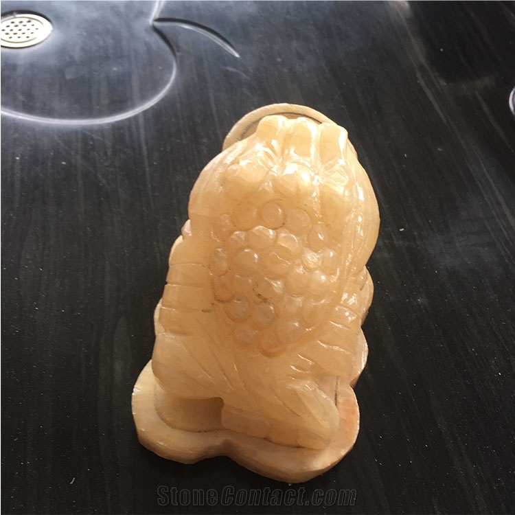 Custom Hand Carved Yellow Onyx Toad
