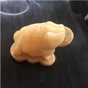 Custom Hand Carved Yellow Onyx Toad