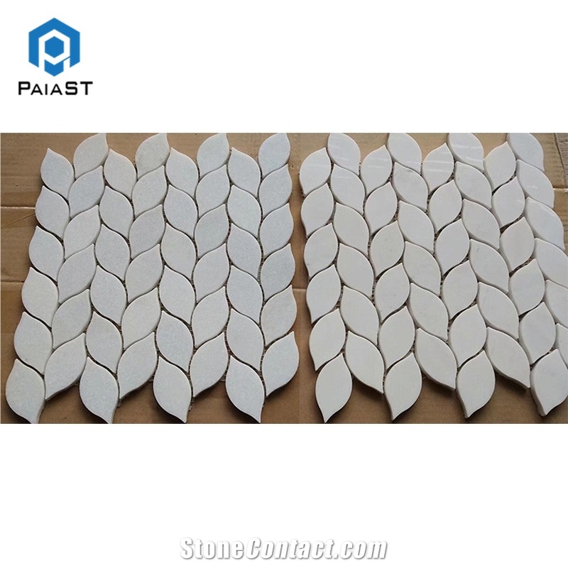 Custom Leaf Shape Waterjet Marble Mosaic Tiles