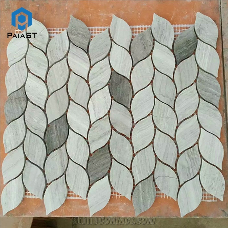 Custom Leaf Shape Waterjet Marble Mosaic Tiles