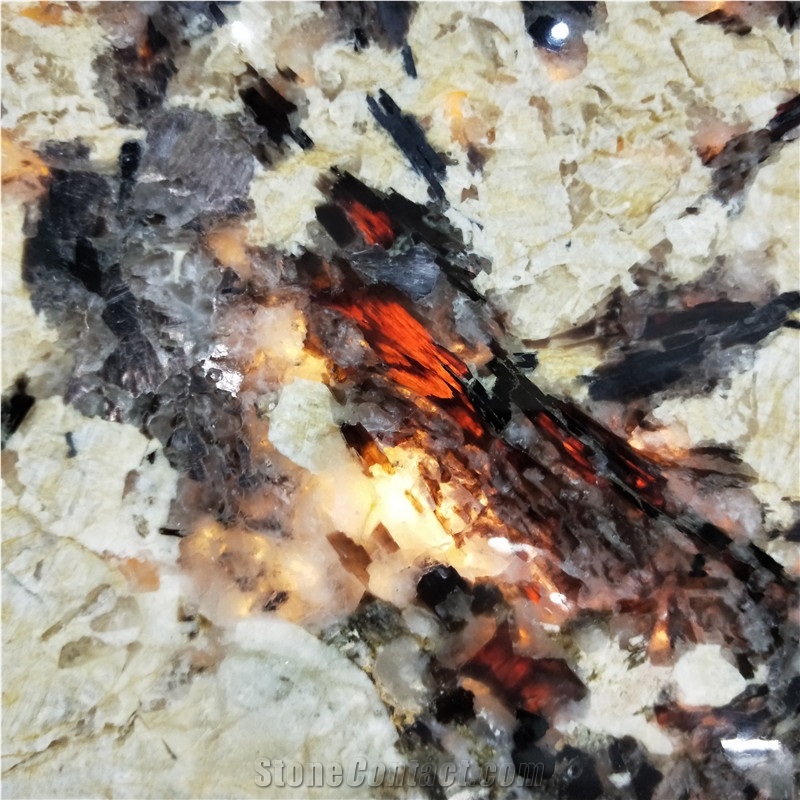 Exotic Granite Golden Phoenix Backlight Background