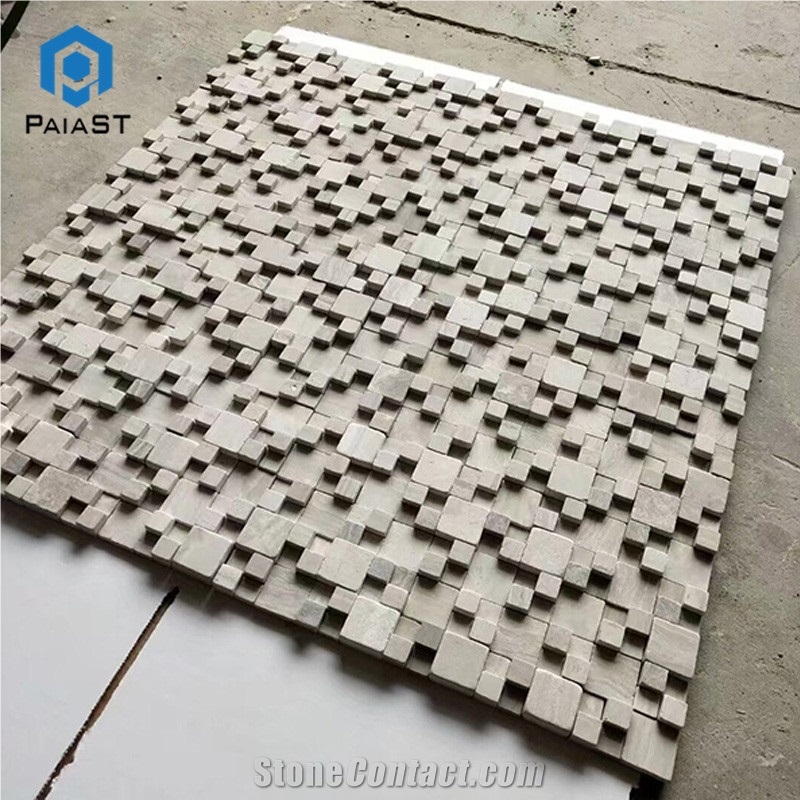 Exquisite Wood Grain White 3d Marble Stone Mosaic