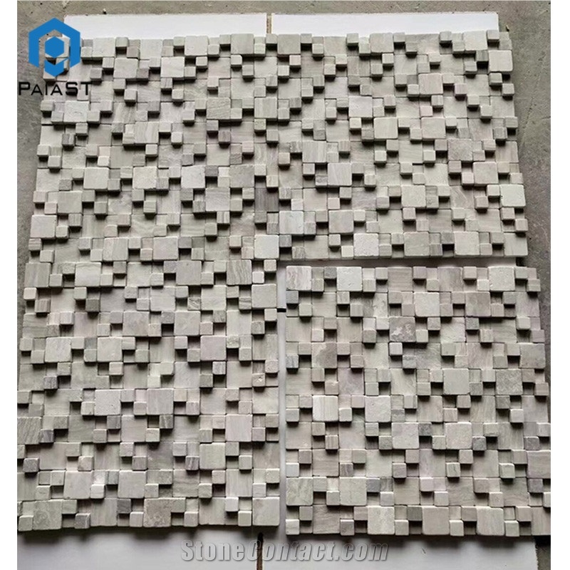 Exquisite Wood Grain White 3d Marble Stone Mosaic