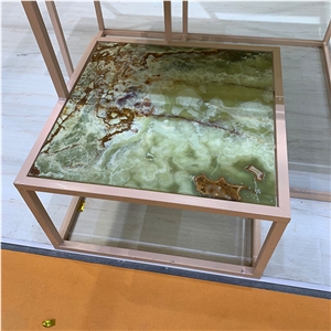 Factory Direct Square Green Onyx Table For Villa
