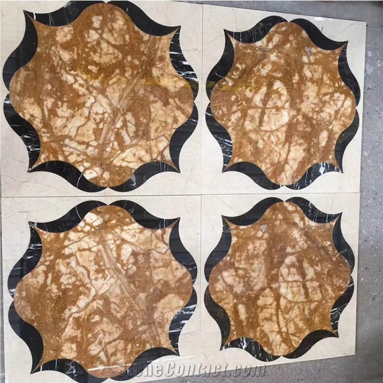 Giallo Siena Gold Vein Marble Waterjet Tile