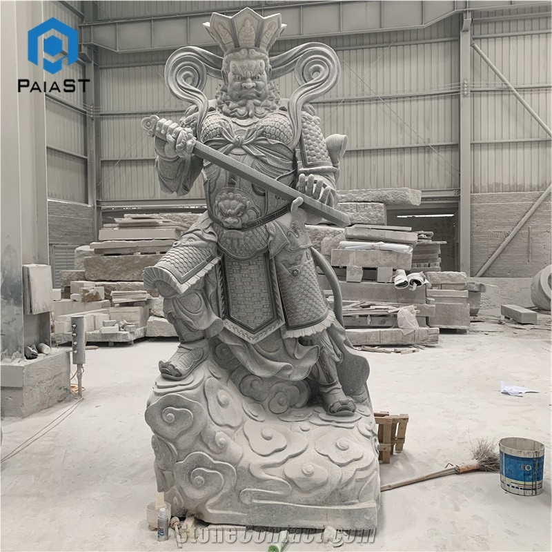Grey Granite Hand Carved Figure For Outdoor Decor
