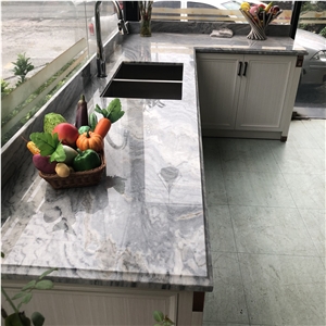 Grey Granite Kitchen Top with Cabinet