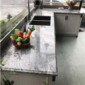 Grey Granite Kitchen Top with Cabinet
