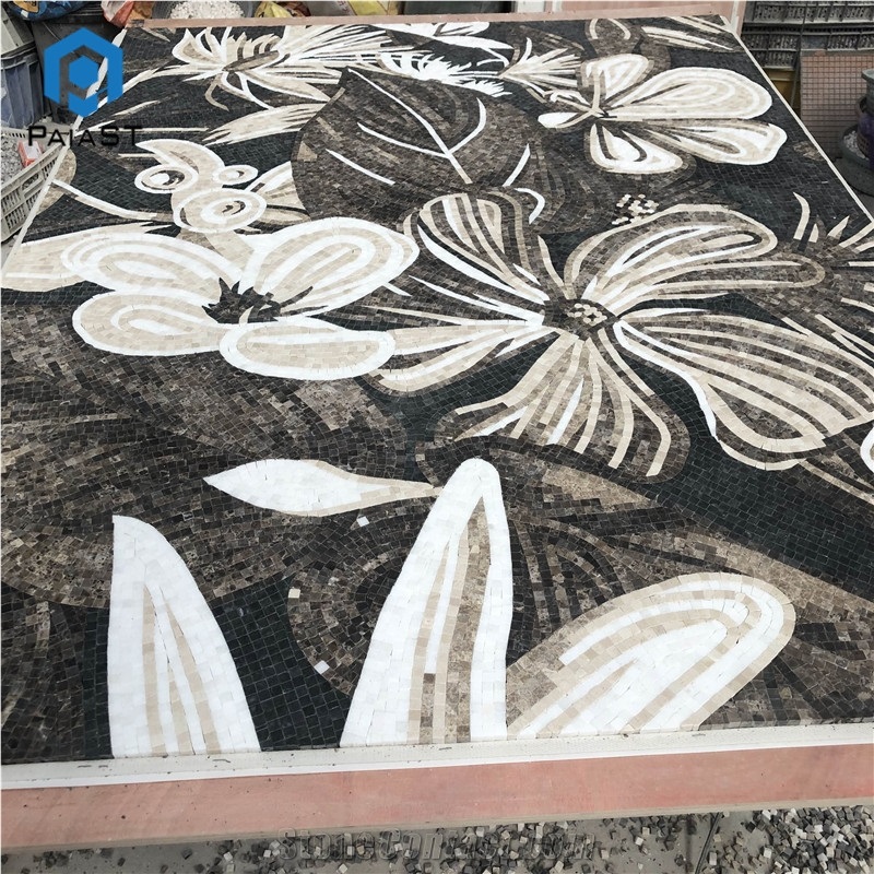 Handmade Flower Mosaic Art Tiles For Home Wall