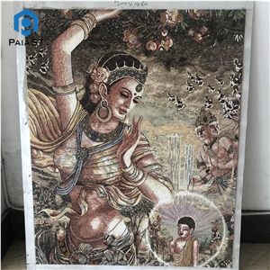 Handmade Sakyamuni Buddha Marble Mosaic Art Tile