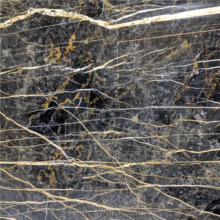 High Quality Customized Black And Gold Marble Slab