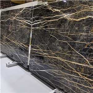 High Quality Customized Black And Gold Marble Slab